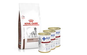 ROYAL CANIN Hepatic HF 16 7kg + ENZO VET Hepatic nuo kepenų ligų šunims 3x400g