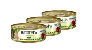 Basttet'o Original jautienos ir daržovių želė katėms 3x85g (skardinė)