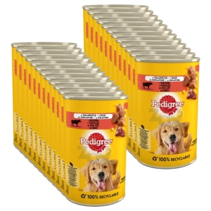 PEDIGREE Adult konservų dėžutė 24x400g - drėgnas šunų ėdalas su jautiena drebučiuose
