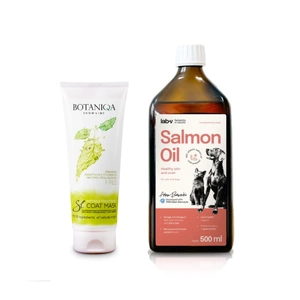 BOTANIQA intensyvi gydomoji kolageno ir keratino kaukė 250ml + Lab-V 100% lašišų aliejus įvairaus amžiaus šunims ir katėms 500ml šalto spaudimo