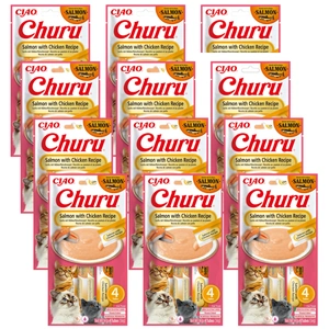 INABA CAT CHURU lašiša su vištiena 12x(4x14g)