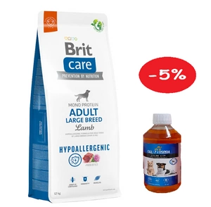 BRIT CARE Dog Hypoallergenic Adult Large Breed Lamb 12kg + LAB V Lašišų aliejus šunims ir katėms 500ml 5% PIGIAU