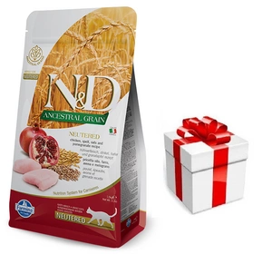FARMINA N&D Low Grain chicken & pomegranate neutered 5 kg + STAIGMENA KATEI