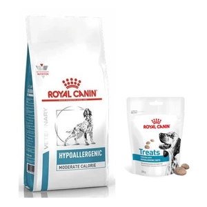ROYAL CANIN Hypoallergenic Moderate Calorie HME23 7kg + Royal Canin Hypoallergenic Treats skanėstai šunims 230g