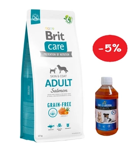 BRIT CARE Grain-free Adult Salmon 12kg + LAB V Lašišų aliejus šunims ir katėms 500ml  5% PIGIAU