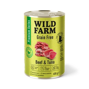 WILD FARM Premium Grain Free Beef and Tuna 400g - kačių maistas be grūdų