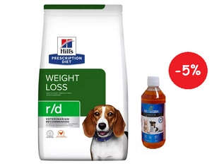 HILL'S PD Prescription Diet Canine r/d 10kg +  LAB V Lašišų aliejus šunims ir katėms 500ml  5% PIGIAU