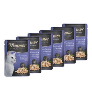 Miamor Feine Filets - drėgnas kačių maistas tunas su kalmarais drebučiuose 6x100g
