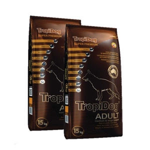 TROPIDOG Super Premium suaugusiems vidutinių ir didelių veislių šunims ėriena su ryžiais 2x15kg