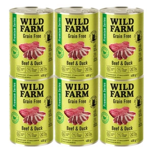 WILD FARM Premium Grain Free Beef and Duck 6x400g - kačių maistas be grūdų