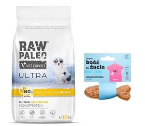 Vetexpert RAW PALEO ULTRA TURKEY PUPPY MEDIUM/ LARGE 10KG + Šuniuko kramtomasis kaulas, 10 cm