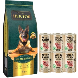 HEKTOR BALANCED Adult 15kg + WILD FARM Pate Lamb 6x400g