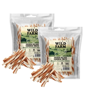 WILD FARM sumuštinis su vištiena ir menke 2x500g skanėstai šunims
