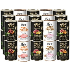 BRIT MONO PROTEIN + WILD FARM Monoprotein 30x400g