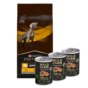 PURINA Veterinary PVD JM Joint Mobility 12kg + Wild Farm Monoprotein Pork 3x400g hipoalerginis maistas šunims