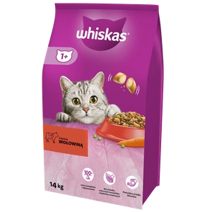 WHISKAS Adult 14kg - sausas kačių ėdalas su jautiena ir daržovėmis