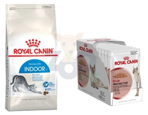 ROYAL CANIN Indoor 10kg + ROYAL CANIN Instinctive + 7 12x85g konservas (Padažas)