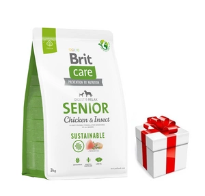 BRIT CARE Dog Sustainable Senior Chicken & Insect 3kg + STAIGMENA ŠUNUI