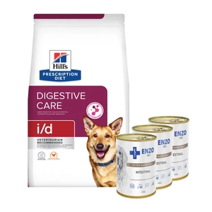HILL'S PD Prescription Diet Canine i/d 4kg + ENZO VET Žarnyno dieta šunims su ėriena 3x400g