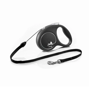 FLEXI Black Design pavadėlis juodas S - 5 m iki 12 kg - virvė