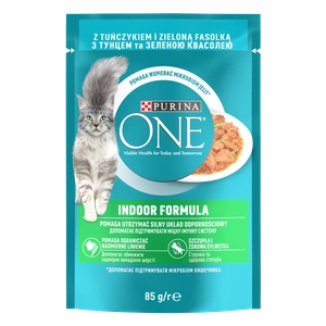 Purina One Cat Indoor su tunu ir šparaginėmis pupelėmis 85g