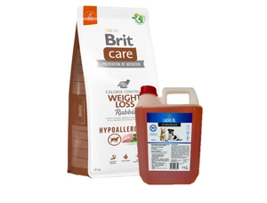BRIT CARE  Weight Loss Rabbit 12kg + LAB V Lašišų aliejus šunims ir katėms 5000ml