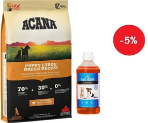 ACANA HERITAGE Puppy Large Breed 11,4kg + LAB V Lašišų aliejus šunims ir katėms 500ml