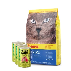 JOSERA Marinesse 10kg + WILD FARM Premium Grain Free Lamb and Tuna 3x400g - sterilizuotų kačių ėdalas be grūdų