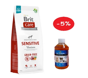 BRIT CARE Grain-free Sensitive Venison 12kg + LAB V Lašišų aliejus šunims ir katėms 500ml 5% PIGIAU