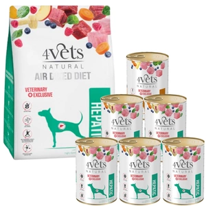 DOLINA NOTECI 4Vets Natural Hepatic rinkinys; sausas maistas 1kg + drėgnas maistas 6x400g