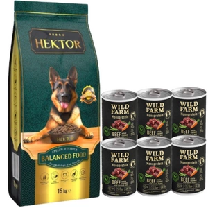 HEKTOR BALANCED Adult 15kg + WILD FARM Monoprotein Beef 6x400g