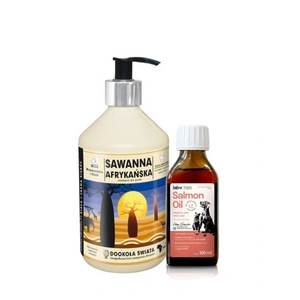 Super Beno Sawanna Afrikos šunų šampūnas baltam ir šviesiam kailiui 400 ml + Lab-V 100% lašišų aliejus įvairaus amžiaus šunims ir katėms 100ml šalto spaudimo