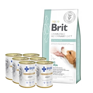 Brit GF veterinary diets dog Struvite 12 kg + ENZO VET Urinary nuo šlapimo takų ligų su vištiena šunims 6x400g