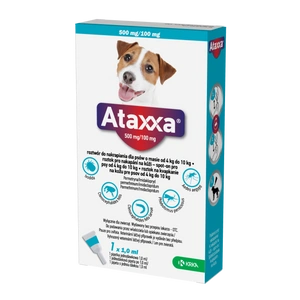 KRKA Ataxxa 500 mg/100 mg lašai šunims, sveriantiems nuo 4 kg iki 10 kg