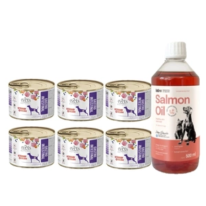 4Vets Dog Gastro Intestinal 6x185g + LAB V Lašišų aliejus šunims ir katėms 500ml
