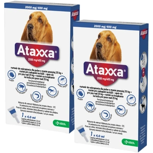 2x KRKA Ataxxa 2000 mg/400 mg lašai šunims, sveriantiems daugiau nei 25 kg