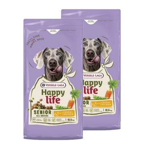 VERSELE-LAGA Happy Senior su vištiena 2x12,5 kg - vyresnio amžiaus šunų maistas su vištiena