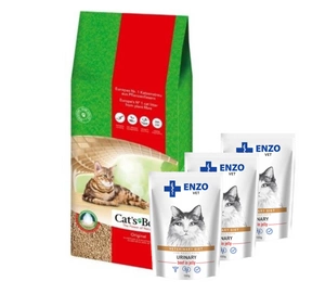 JRS Cat's Best Original kraikas 40l / 17,2kg + ENZO VET šlapalas su jautiena želė katėms 3x100g