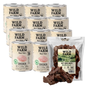WILD FARM Pate Chicken 12x800g ėdalas šunims be glitimo + nemokamas skanėstas