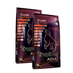 TROPIDOG Spuer Premium adult medium & large breed vištiena ir lašiša 2x15kg