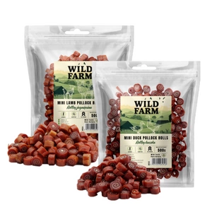 WILD FARM ančių ritinėlis 500g + ėrienos ritinėliai 500g skanėstų šunims