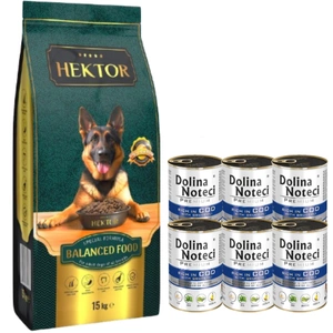 HEKTOR BALANCED Adult 15kg + Dolina Noteci Premium Menkė su brokoliais 6x400g