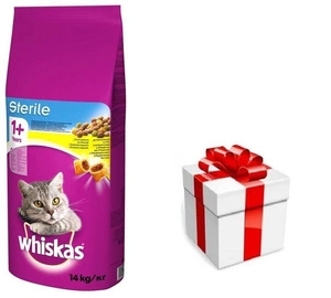 WHISKAS Sterile 14kg - sausas ėdalas katėms po sterilizacijos, su vištiena + STAIGMENA KATEI