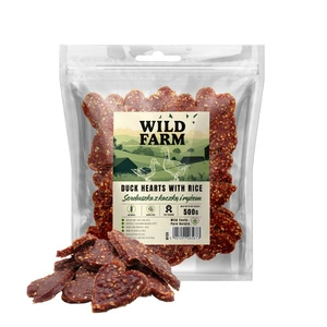 WILD FARM Širdelės su antiena ir ryžiais 500g skanėstai šunims