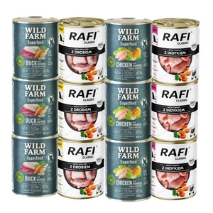 DOLINA NOTECI Rafi Classic + Wild Farm paukštienos skonio 12x800g