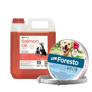 ELANCO Foresto Antkaklis šunims virš 8kg + LAB V Lašišų aliejus šunims ir katėms 5000ml