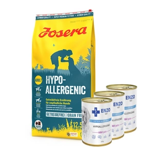JOSERA Hypoallergenic 12,5kg + ENZO VET Hipoalerginė dieta su triušiena šunims 3x400g