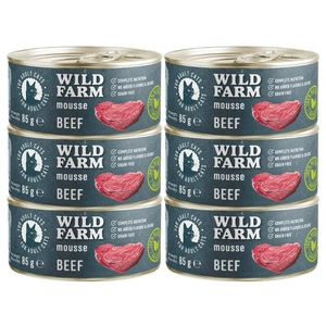WILD FARM Mousse Beef 6x85g - putėsiai be grūdų katėms
