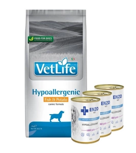 FARMINA Vet Life Hypoallergenic Fish & Potato 12kg + ENZO VET Hipoalerginė dieta su triušiena šunims 3x400g
