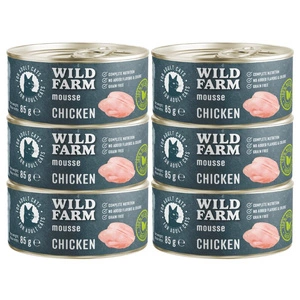 WILD FARM Mousse Chicken 6x85g - putėsiai be grūdų katėms